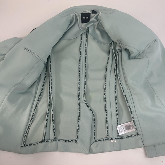 Adidas Ivy Park Blazer Jacket Womens Small Mint Green Track Stripe Beyonce - Picture 8 of 16